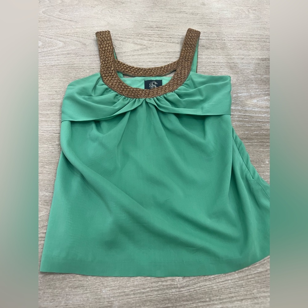 Castle starr green silk embellished cut out sleeveless blouse size 2